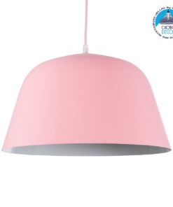 GloboStar® SOUTHVALE 01284 Μοντέρνο Κρεμαστό Φωτιστικό Οροφής Μονόφωτο Ροζ Μεταλλικό Καμπάνα Φ40 x Y24cm