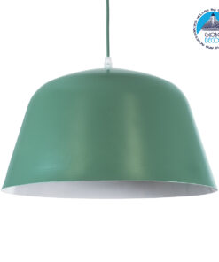 GloboStar® UPVALE 01285 Μοντέρνο Κρεμαστό Φωτιστικό Οροφής Μονόφωτο 1 x E27 Γκρι Πράσινο Μεταλλικό Καμπάνα Φ40 x Y24cm