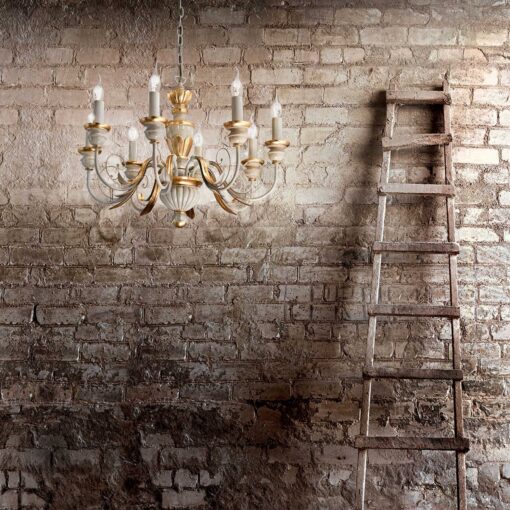 IDEAL LUX Κρεμαστό Φωτιστικό FIRENZE 8xE14 Χρυσού Χρώματος – 020839