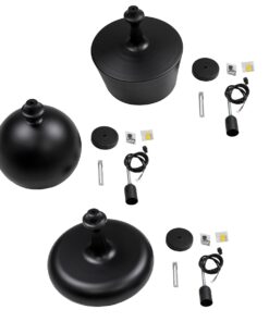 GloboStar® ROCKFORD 01287 SET 3 Μοντέρνα Κρεμαστά Φωτιστικά Οροφής Τρίφωτο 3 x E27 Μαύρα Μεταλλικά Καμπάνα