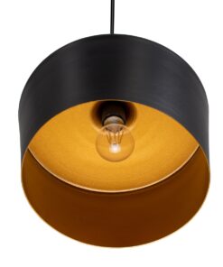 GloboStar® ROCKFORD 01287-A Μοντέρνο Κρεμαστό Φωτιστικό Οροφής Μονόφωτο 1 x E27 Μαύρο Μεταλλικό Καμπάνα Φ30 x Υ30cm