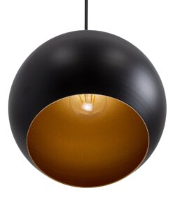 GloboStar® ROCKFORD 01287-B Μοντέρνο Κρεμαστό Φωτιστικό Οροφής Μονόφωτο 1 x E27 Μαύρο Μεταλλικό Καμπάνα Φ24 x Υ27cm