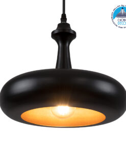 GloboStar® ROCKFORD 01287-C Μοντέρνο Κρεμαστό Φωτιστικό Οροφής Μονόφωτο 1 x E27 Μαύρο Μεταλλικό Καμπάνα Φ30 x Υ23cm