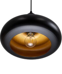 GloboStar® ROCKFORD 01287-C Μοντέρνο Κρεμαστό Φωτιστικό Οροφής Μονόφωτο 1 x E27 Μαύρο Μεταλλικό Καμπάνα Φ30 x Υ23cm