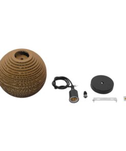 GloboStar® SANTORINI 01288 Vintage Κρεμαστό Φωτιστικό Οροφής Μονόφωτο 3D από Επεξεργασμένο Σκληρό Καφέ Χαρτόνι Καμπάνα Φ20 x Y18cm