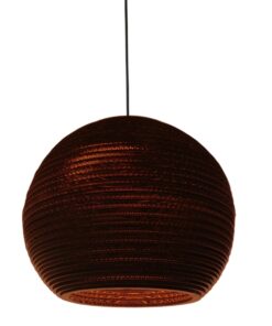 GloboStar® CRETE 01289 Vintage Κρεμαστό Φωτιστικό Οροφής Μονόφωτο 3D από Επεξεργασμένο Σκληρό Καφέ Χαρτόνι Καμπάνα Φ40 x Y34cm