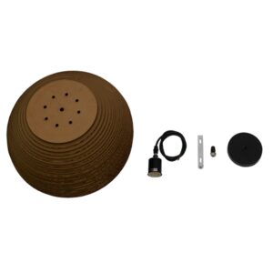 GloboStar® CRETE 01289 Vintage Κρεμαστό Φωτιστικό Οροφής Μονόφωτο 3D από Επεξεργασμένο Σκληρό Καφέ Χαρτόνι Καμπάνα Φ40 x Y34cm