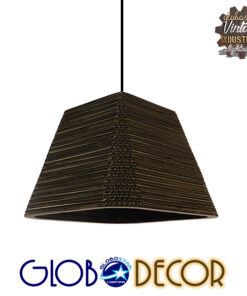 GloboStar® CORFU 01295 Vintage Κρεμαστό Φωτιστικό Οροφής Μονόφωτο 3D από Επεξεργασμένο Σκληρό Καφέ Χαρτόνι Καμπάνα Φ38 x Y31cm