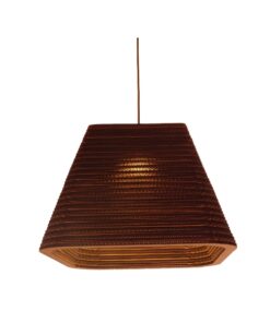 GloboStar® CORFU 01295 Vintage Κρεμαστό Φωτιστικό Οροφής Μονόφωτο 3D από Επεξεργασμένο Σκληρό Καφέ Χαρτόνι Καμπάνα Φ38 x Y31cm