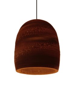 GloboStar® SKIATHOS 01296 Vintage Κρεμαστό Φωτιστικό Οροφής Μονόφωτο 3D από Επεξεργασμένο Σκληρό Καφέ Χαρτόνι Καμπάνα Φ35 x Y40cm