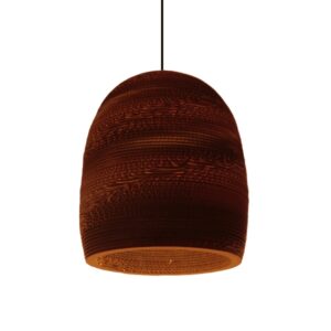 GloboStar® SKIATHOS 01296 Vintage Κρεμαστό Φωτιστικό Οροφής Μονόφωτο 3D από Επεξεργασμένο Σκληρό Καφέ Χαρτόνι Καμπάνα Φ35 x Y40cm