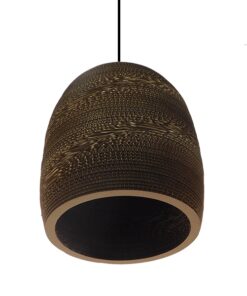 GloboStar® SKIATHOS 01296 Vintage Κρεμαστό Φωτιστικό Οροφής Μονόφωτο 3D από Επεξεργασμένο Σκληρό Καφέ Χαρτόνι Καμπάνα Φ35 x Y40cm