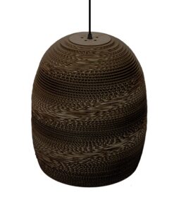 GloboStar® SKIATHOS 01296 Vintage Κρεμαστό Φωτιστικό Οροφής Μονόφωτο 3D από Επεξεργασμένο Σκληρό Καφέ Χαρτόνι Καμπάνα Φ35 x Y40cm