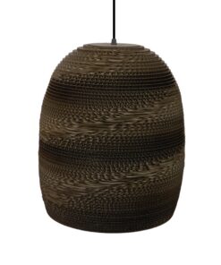 GloboStar® SKIATHOS 01296 Vintage Κρεμαστό Φωτιστικό Οροφής Μονόφωτο 3D από Επεξεργασμένο Σκληρό Καφέ Χαρτόνι Καμπάνα Φ35 x Y40cm