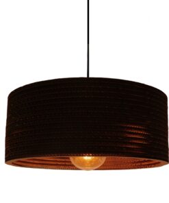 GloboStar® SKOPELOS 01297 Vintage Κρεμαστό Φωτιστικό Οροφής Μονόφωτο 3D από Επεξεργασμένο Σκληρό Καφέ Χαρτόνι Καμπάνα Φ50 x Y20cm