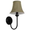 Vintage Φωτιστικό Τοίχου Απλίκα Μονόφωτο Μαύρο Μεταλλικό με Υφασμάτινο Μπεζ Καπέλο Φ20 GloboStar SHELLY 01299