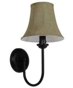 Vintage Φωτιστικό Τοίχου Απλίκα Μονόφωτο Μαύρο Μεταλλικό με Υφασμάτινο Μπεζ Καπέλο Φ20 GloboStar SHELLY 01299