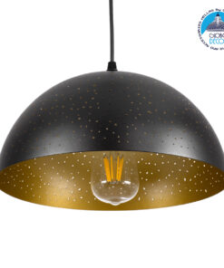 GloboStar® SOLANA 01301 Μοντέρνο Κρεμαστό Φωτιστικό Οροφής Μονόφωτο 1 x E27 Μαύρο Μεταλλικό Καμπάνα Φ30 x Υ15cm