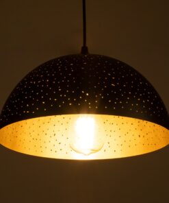 GloboStar® SOLANA 01301 Μοντέρνο Κρεμαστό Φωτιστικό Οροφής Μονόφωτο 1 x E27 Μαύρο Μεταλλικό Καμπάνα Φ30 x Υ15cm