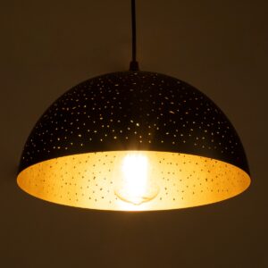 GloboStar® SOLANA 01301 Μοντέρνο Κρεμαστό Φωτιστικό Οροφής Μονόφωτο 1 x E27 Μαύρο Μεταλλικό Καμπάνα Φ30 x Υ15cm