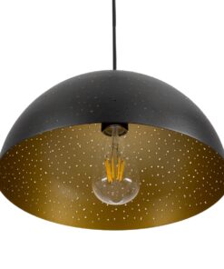 GloboStar® SOLANA 01301 Μοντέρνο Κρεμαστό Φωτιστικό Οροφής Μονόφωτο 1 x E27 Μαύρο Μεταλλικό Καμπάνα Φ30 x Υ15cm