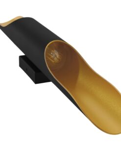 GloboStar® CHARME 01302 Μοντέρνο Φωτιστικό Τοίχου Απλίκα Δίφωτο Μαύρο – Χρυσό Μεταλλικό Φ5.5 x Π8 x Υ60cm