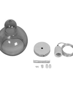 GloboStar® BOSSANOVA 01313 Μοντέρνο Κρεμαστό Φωτιστικό Οροφής Μονόφωτο 1 x E27 Γυάλινο Γκρι Διάφανο Φ18 x Υ23cm