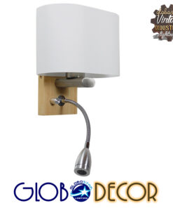 GloboStar® SUTTON 01316 Μοντέρνο Φωτιστικό Τοίχου Απλίκα Δίφωτο Ξύλινο με Λευκό Ματ Γυαλί και Βραχίονα με LED Μ15 x Π20 x Υ22.5cm