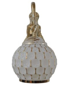 GloboStar® MERMAID 01317 Vintage Industrial Φωτιστικό Τοίχου Απλίκα Μονόφωτο Mπρούτζινο Μεταλλικό με Λευκό Ματ Γυαλί Φ12 x Μ28 x Π12.5 x Υ27cm