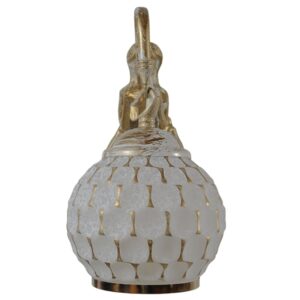 GloboStar® MERMAID 01317 Vintage Industrial Φωτιστικό Τοίχου Απλίκα Μονόφωτο Mπρούτζινο Μεταλλικό με Λευκό Ματ Γυαλί Φ12 x Μ28 x Π12.5 x Υ27cm