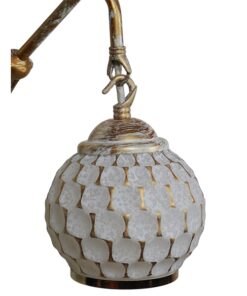 GloboStar® MERMAID 01317 Vintage Industrial Φωτιστικό Τοίχου Απλίκα Μονόφωτο Mπρούτζινο Μεταλλικό με Λευκό Ματ Γυαλί Φ12 x Μ28 x Π12.5 x Υ27cm