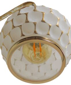 GloboStar® MERMAID 01317 Vintage Industrial Φωτιστικό Τοίχου Απλίκα Μονόφωτο Mπρούτζινο Μεταλλικό με Λευκό Ματ Γυαλί Φ12 x Μ28 x Π12.5 x Υ27cm