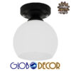 GloboStar® MAURA 01318 Μοντέρνο Φωτιστικό Οροφής Μονόφωτο Μαύρο με Λευκό Ματ Γυαλί Καμπάνα Φ13 x Y17cm