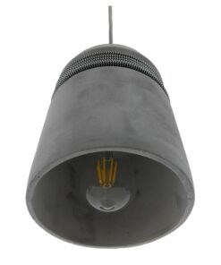 GloboStar® FELINI 01321 Μοντέρνο Industrial Κρεμαστό Φωτιστικό Οροφής Μονόφωτο Γκρι Τσιμέντο Καμπάνα Φ18 x Y26cm