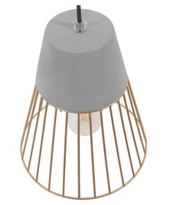 GloboStar® DURANT 01323 Μοντέρνο Industrial Κρεμαστό Φωτιστικό Οροφής Μονόφωτο Γκρι Μπεζ Τσιμέντο Πλέγμα Φ25 x Y31cm