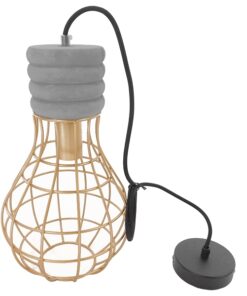 GloboStar® DURANT 01325 Μοντέρνο Industrial Κρεμαστό Φωτιστικό Οροφής Μονόφωτο Γκρι Μπεζ Τσιμέντο Πλέγμα Φ20 x Y35cm