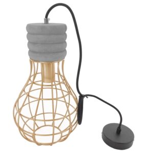 GloboStar® DURANT 01325 Μοντέρνο Industrial Κρεμαστό Φωτιστικό Οροφής Μονόφωτο Γκρι Μπεζ Τσιμέντο Πλέγμα Φ20 x Y35cm