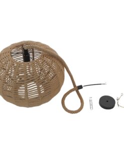 GloboStar® MANDALA 01331 Vintage Κρεμαστό Φωτιστικό Οροφής Μονόφωτο 1 x E27 Πλέγμα με Μπεζ Σχοινί Φ42 x Υ34cm