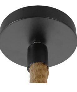 GloboStar® MANDALA 01331 Vintage Κρεμαστό Φωτιστικό Οροφής Μονόφωτο 1 x E27 Πλέγμα με Μπεζ Σχοινί Φ42 x Υ34cm