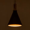 GloboStar® CALYPSO 01334-C Μοντέρνο Κρεμαστό Φωτιστικό Οροφής Μονόφωτο 1 x E27 Μαύρο – Χρυσό Μεταλλικό με Ξύλινη Βάση Καμπάνα Φ25 x Υ40cm