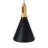 GloboStar® CALYPSO 01334-C Μοντέρνο Κρεμαστό Φωτιστικό Οροφής Μονόφωτο 1 x E27 Μαύρο – Χρυσό Μεταλλικό με Ξύλινη Βάση Καμπάνα Φ25 x Υ40cm