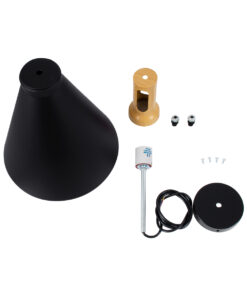 GloboStar® CALYPSO 01334-C Μοντέρνο Κρεμαστό Φωτιστικό Οροφής Μονόφωτο 1 x E27 Μαύρο – Χρυσό Μεταλλικό με Ξύλινη Βάση Καμπάνα Φ25 x Υ40cm