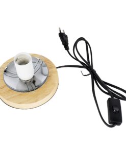 GloboStar® OCEANA 01338 Μοντέρνο Επιτραπέζιο Φωτιστικό Πορτατίφ Μονόφωτο Μαύρο Ξύλινο Ψάθινο Rattan Φ20 x Υ22cm