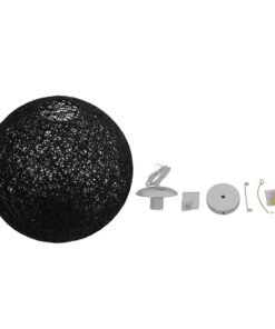 GloboStar® OCEANA 01360 Vintage Κρεμαστό Φωτιστικό Οροφής Μονόφωτο 1 x E27 Μαύρο Ξύλινο Ψάθινο Rattan Φ40 x Υ40cm