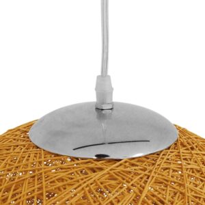 GloboStar® OCEANA 01361 Vintage Κρεμαστό Φωτιστικό Οροφής Μονόφωτο 1 x E27 Μπεζ Χρυσό Ξύλινο Ψάθινο Rattan Φ60 x Υ60cm