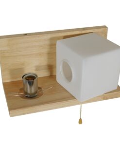 GloboStar® AMITY LEFT 01365 Μοντέρνο Φωτιστικό Τοίχου Απλίκα Ραφάκι Μονόφωτο Ξύλινο με Λευκό Ματ Γυαλί Μ30 x Π14.5 x Υ15cm