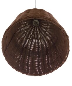 GloboStar® BAHAMAS 01367 Vintage Κρεμαστό Φωτιστικό Οροφής Μονόφωτο 1 x E27 Καφέ Σκούρο Ξύλινο Ψάθινο Bamboo Φ30 x Υ40cm