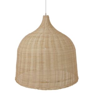 GloboStar® BAHAMAS 01370 Vintage Κρεμαστό Φωτιστικό Οροφής Μονόφωτο 1 x E27 Μπεζ Ξύλινο Ψάθινο Bamboo Φ60 x Υ60cm