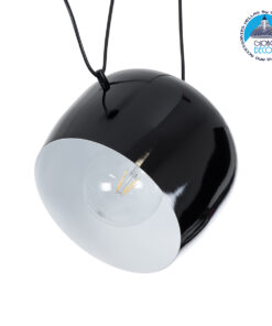 GloboStar® JASPER 01373 Μοντέρνο Κρεμαστό Φωτιστικό Οροφής Μονόφωτο 1 x E27 Μεταλλικό Μαύρο Λευκό Καμπάνα Φ26.5 x Υ20.5cm