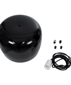 GloboStar® JASPER 01373 Μοντέρνο Κρεμαστό Φωτιστικό Οροφής Μονόφωτο 1 x E27 Μεταλλικό Μαύρο Λευκό Καμπάνα Φ26.5 x Υ20.5cm